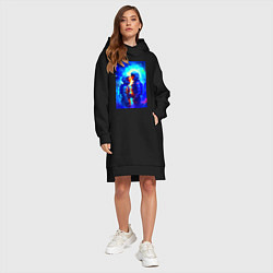 Женское худи-платье Космическая любовь - нейросеть, цвет: черный — фото 2