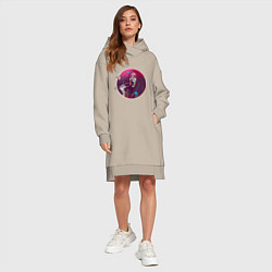 Женское худи-платье Космические суши, цвет: миндальный — фото 2