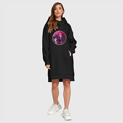 Женское худи-платье Космические суши, цвет: черный — фото 2