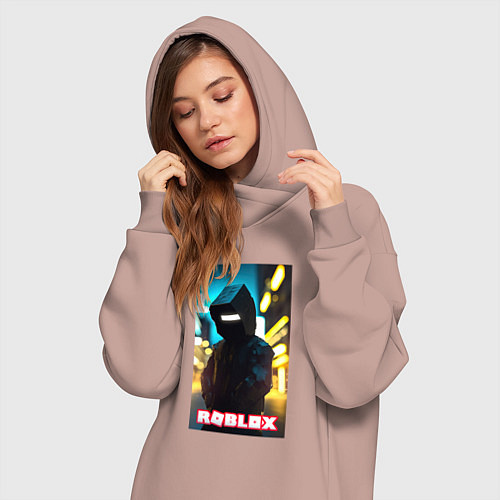 Женская толстовка-платье Roblox cyberpunk / Пыльно-розовый – фото 3