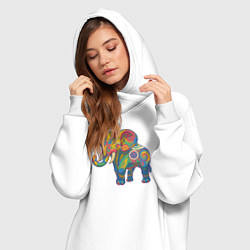 Женское худи-платье Разноцветный слоник, цвет: белый — фото 2
