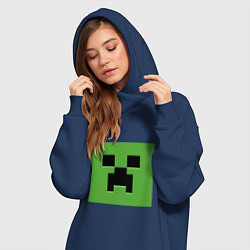 Женское худи-платье Minecraft creeper face, цвет: тёмно-синий — фото 2
