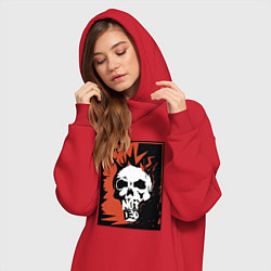 Женское худи-платье Punks skull, цвет: красный — фото 2