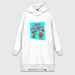 Женское худи-платье Новый год уже скоро, цвет: белый