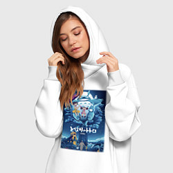 Женское худи-платье Тоторо в синих тонах, цвет: белый — фото 2