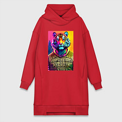 Женская толстовка-платье Городской тигр - нейросеть