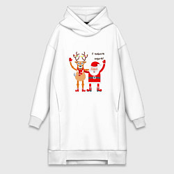 Женская толстовка-платье Дед Мороз и новогодний олень