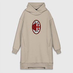 Женское худи-платье Футбольный клуб Milan, цвет: миндальный