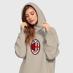 Женское худи-платье Футбольный клуб Milan, цвет: миндальный — фото 2
