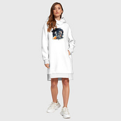 Женское худи-платье Космические футболисты, цвет: белый — фото 2