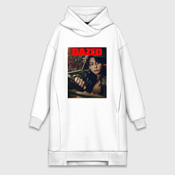 Женское худи-платье BTS JungKook на обложке, цвет: белый