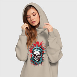 Женское худи-платье Зомби Статуя Свободы, цвет: миндальный — фото 2