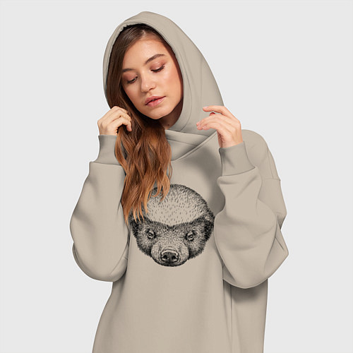 Женская толстовка-платье Голова медоеда / Миндальный – фото 3