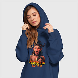 Женское худи-платье Karlah - Baldurs gate - ahegao, цвет: тёмно-синий — фото 2
