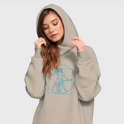 Женское худи-платье Витрувианский гитарист, цвет: миндальный — фото 2