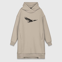 Женское худи-платье Орёл летит, цвет: миндальный