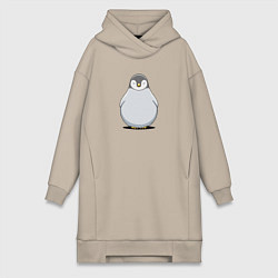 Женское худи-платье Птенец пингвина мультяшный, цвет: миндальный