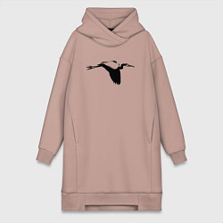 Женское худи-платье Аист трафарет, цвет: пыльно-розовый