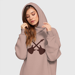 Женское худи-платье Guitars style, цвет: пыльно-розовый — фото 2