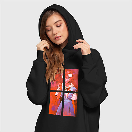 Женская толстовка-платье Аянами разбитые зеркала / Черный – фото 3