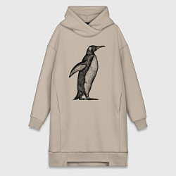Женское худи-платье Пингвин сбоку, цвет: миндальный