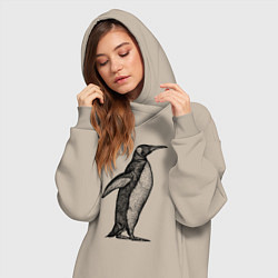 Женское худи-платье Пингвин сбоку, цвет: миндальный — фото 2