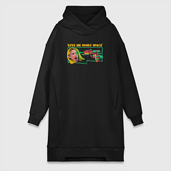 Женское худи-платье Больше космоса, цвет: черный
