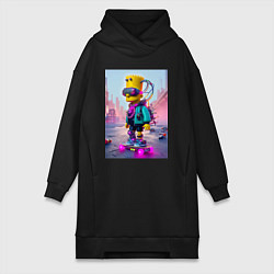 Женская толстовка-платье Барт Симпсон на скейтборде - киберпанк