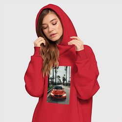 Женское худи-платье Современные машины, цвет: красный — фото 2