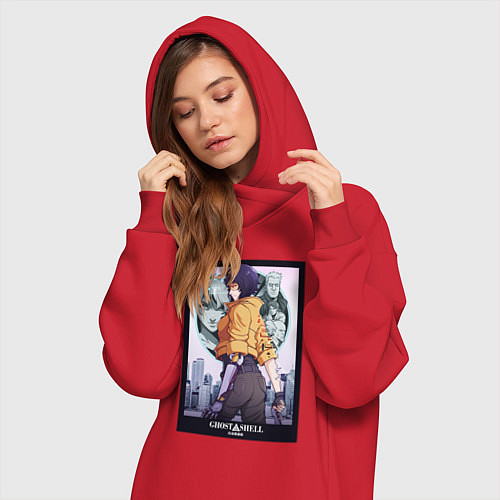 Женская толстовка-платье Ghost in the shell - Kusanagi / Красный – фото 3