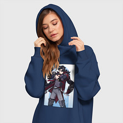 Женское худи-платье Ризли Геншин импакт, цвет: тёмно-синий — фото 2