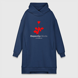 Женское худи-платье Depeche Mode - Violator rose logo, цвет: тёмно-синий