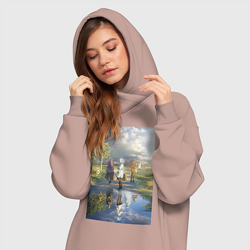 Женская толстовка-платье Фрирен провожающая в путь / Пыльно-розовый – фото 3