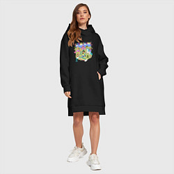 Женское худи-платье System of a Down мультяшный стиль, цвет: черный — фото 2