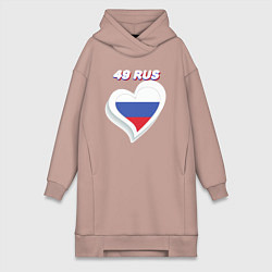 Женское худи-платье 49 регион Магаданская область, цвет: пыльно-розовый