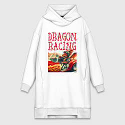 Женское худи-платье Dragon cool racer - ai art, цвет: белый