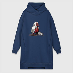 Женское худи-платье Красный попугай, цвет: тёмно-синий