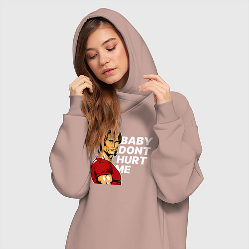 Женская толстовка-платье Baby dont hurt me - Mike OHearn / Пыльно-розовый – фото 3