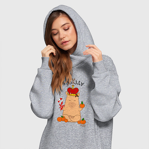 Женская толстовка-платье Король капибара: я звязда / Меланж – фото 3