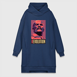 Женское худи-платье Lenin revolution, цвет: тёмно-синий