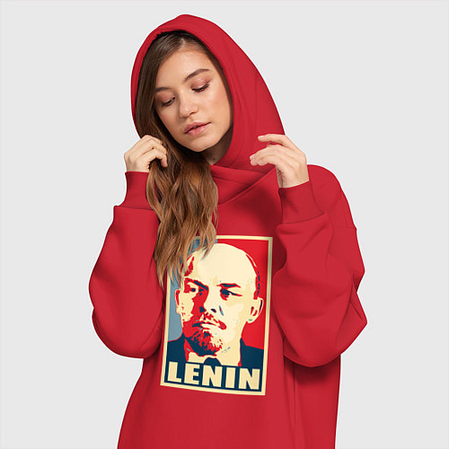 Женская толстовка-платье Владимир Ильич Ленин / Красный – фото 3
