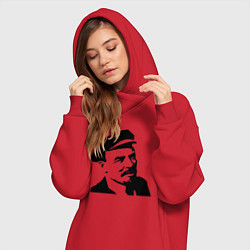 Женское худи-платье Ленин в кепке, цвет: красный — фото 2