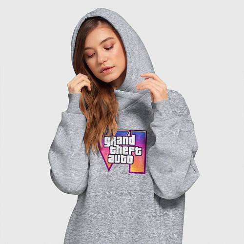 Женская толстовка-платье Grand theft auto VI / Меланж – фото 3