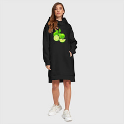 Женское худи-платье Лайм целиком с листьями, цвет: черный — фото 2