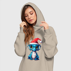 Женское худи-платье Дракончик в очках, цвет: миндальный — фото 2