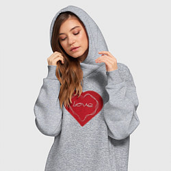 Женское худи-платье Сердце тонкая геометрия, цвет: меланж — фото 2
