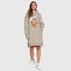 Женское худи-платье Bloody pizza, цвет: миндальный — фото 2