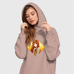 Женское худи-платье Улыбка волчицы, цвет: пыльно-розовый — фото 2