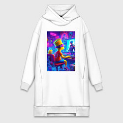 Женское худи-платье Барт и Мэгги выбирают персонажа, цвет: белый