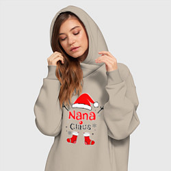 Женское худи-платье Новогодний Санта минимализм, цвет: миндальный — фото 2